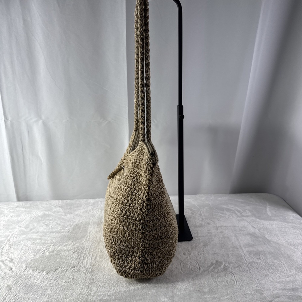 The Sak Crochet Tan Shoulder Bag With Zip Top - Picture 4 of 7